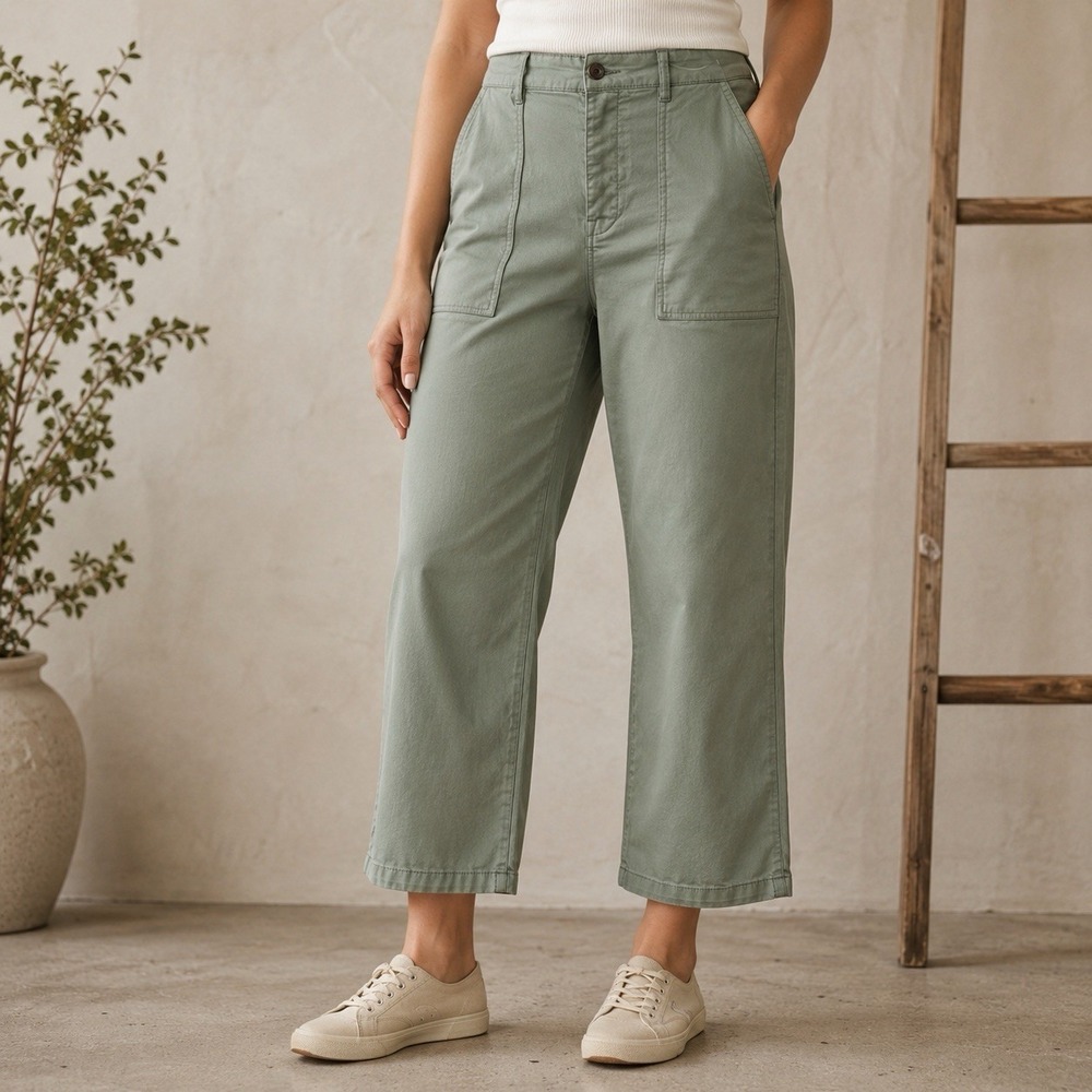 Sanctuary Olive Green Utility Pants Womens 32 Cropped Straight Leg Cargo